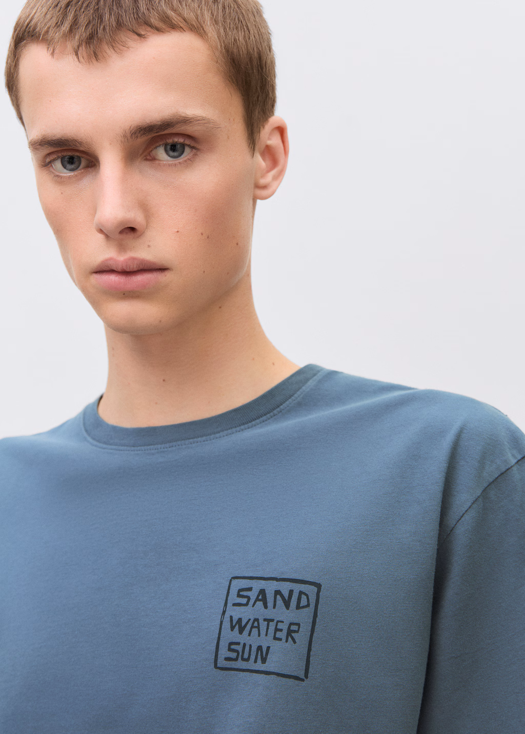 Printed cotton-blend t-shirt - Blue