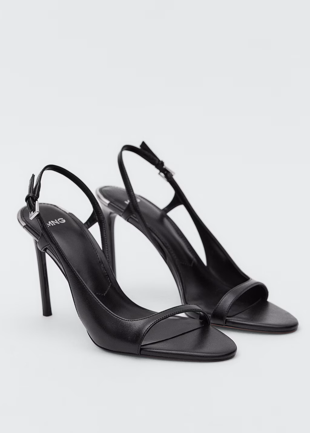 Leather sandals with asymmetrical heel - Black