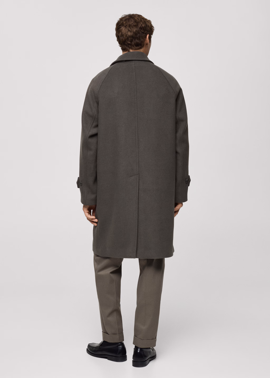 Long recycled wool coat - Khaki