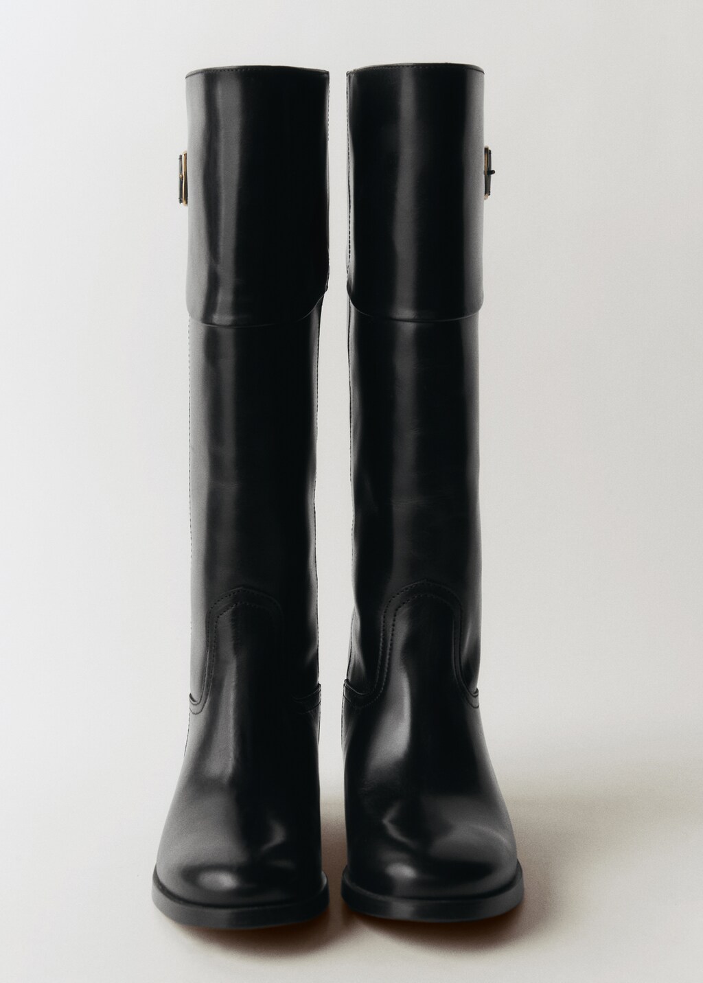 Buckles leather boots - Black