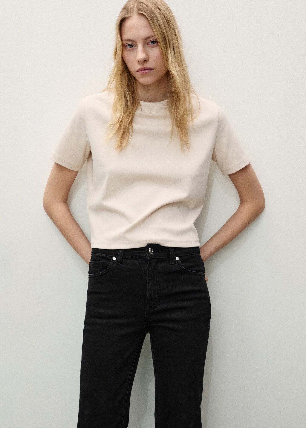 Sienna waxed flared cropped jeans - Black