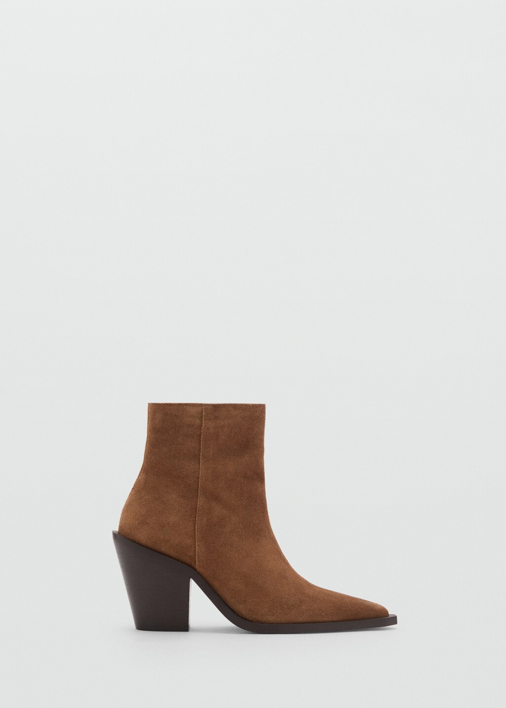 Heel suede ankle boot - Tobacco Brown