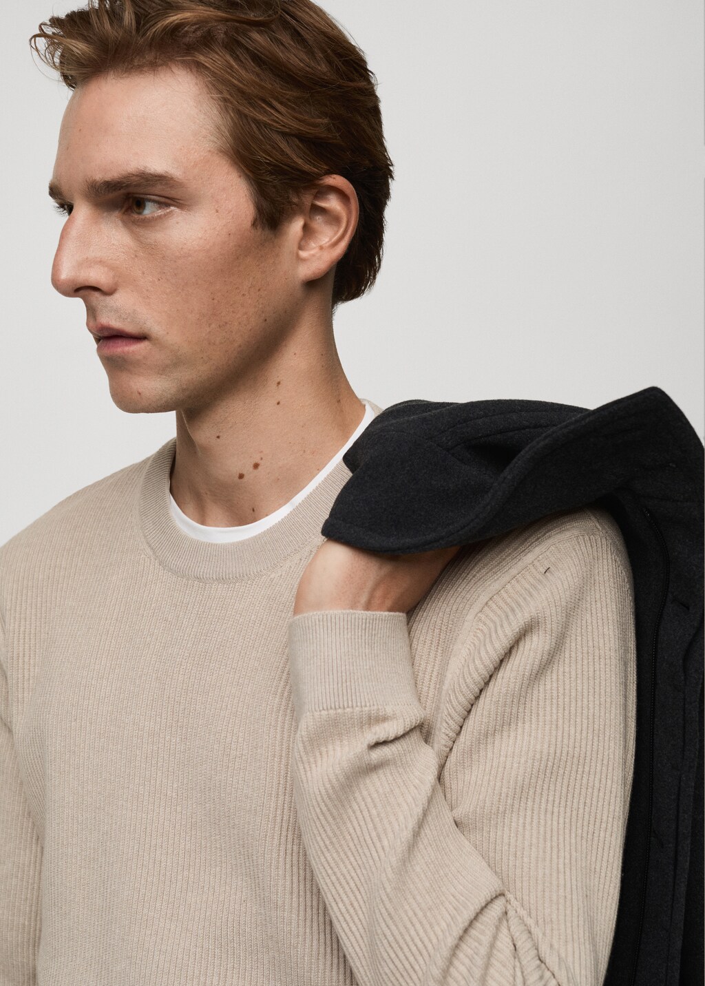 Ribbed cotton knitted sweater - Burgundy