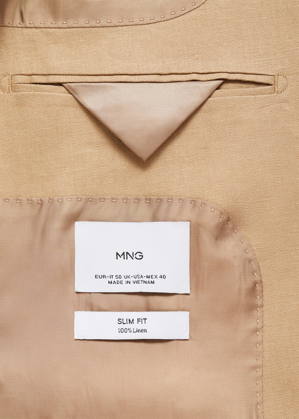 Slim fit 100% linen suit blazer - Khaki