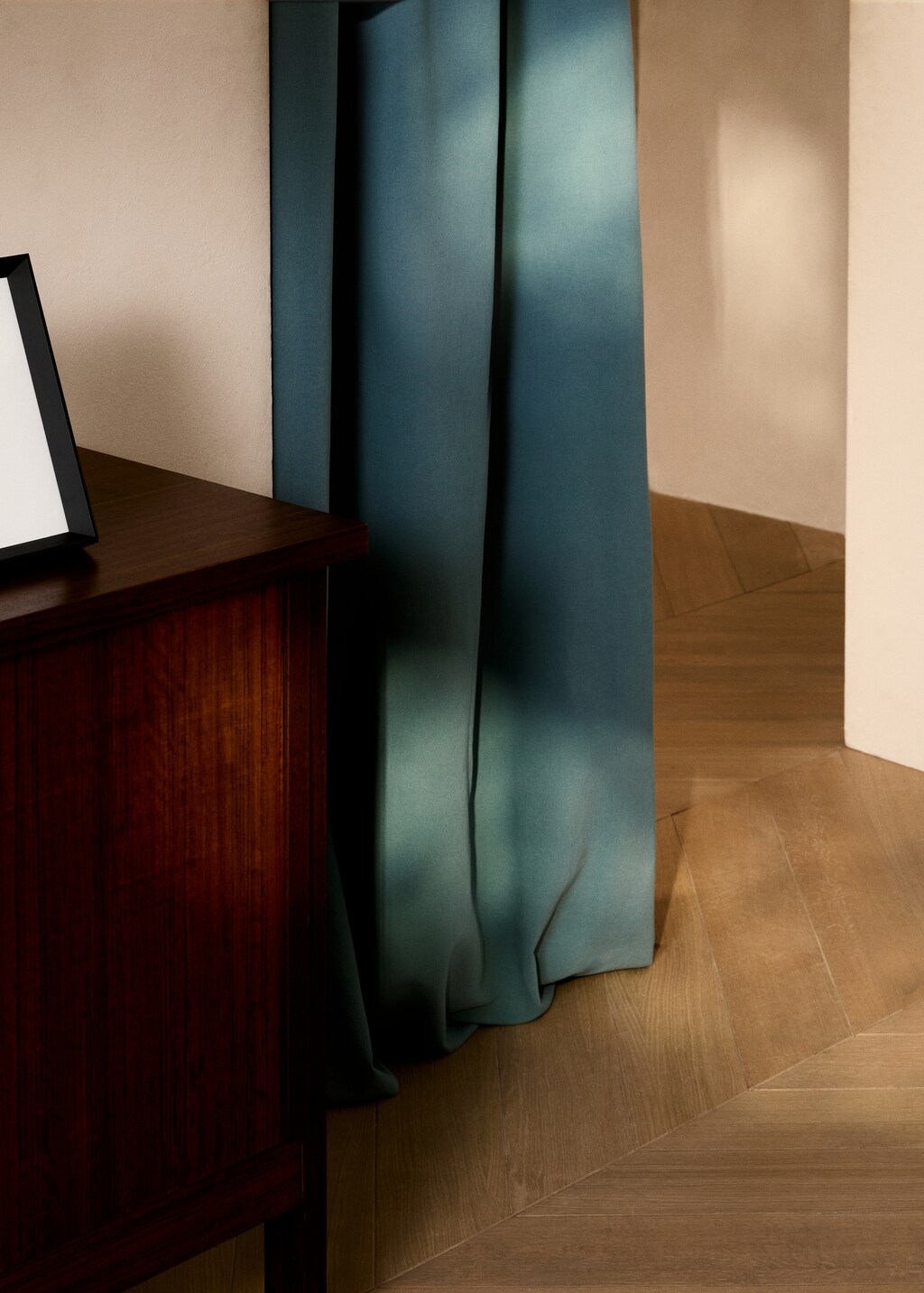 Washed-effect linen curtain - Green