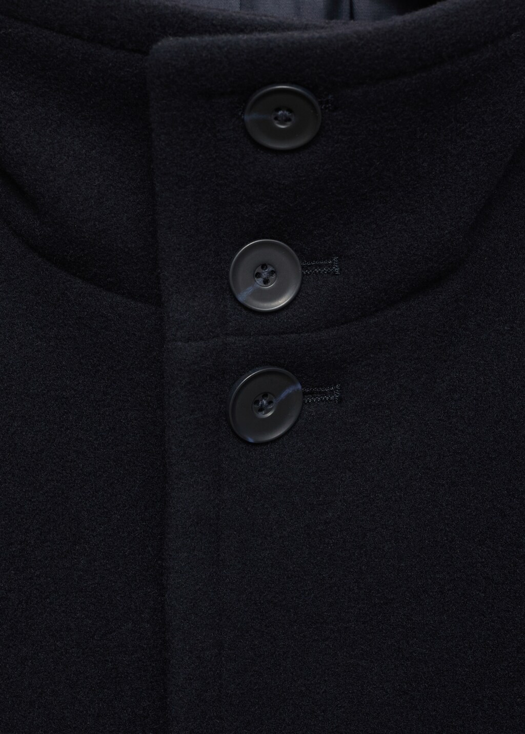 Long wool coat with collar - Dark Navy