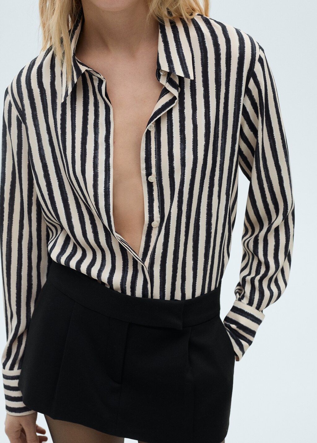 Striped flowy shirt - Ecru