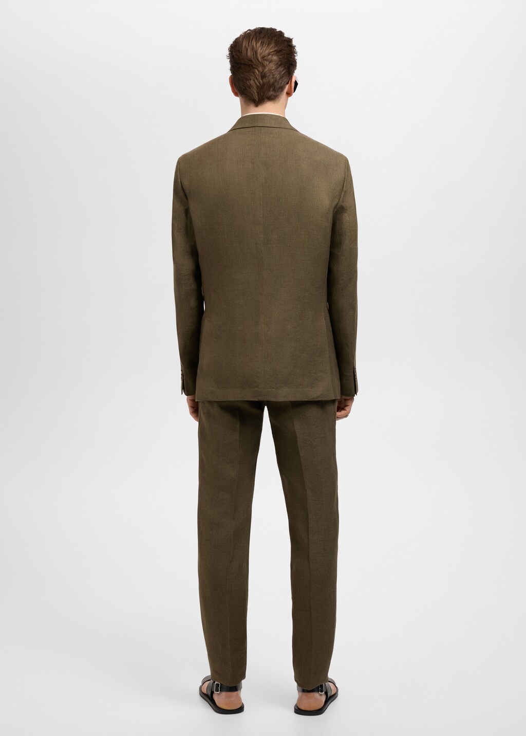 100% linen slim-fit suit jacket - Dark Navy