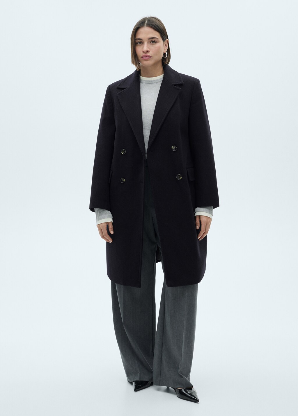 Double-breasted wool coat - Dark Navy