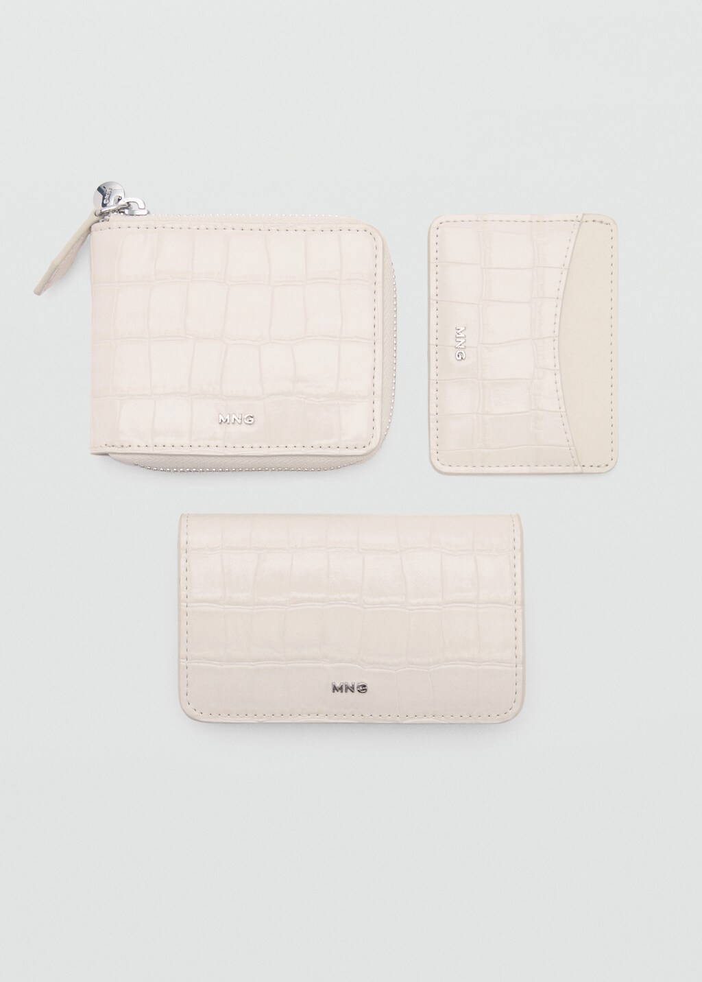 Croco leather-effect mini wallet - Medium Brown