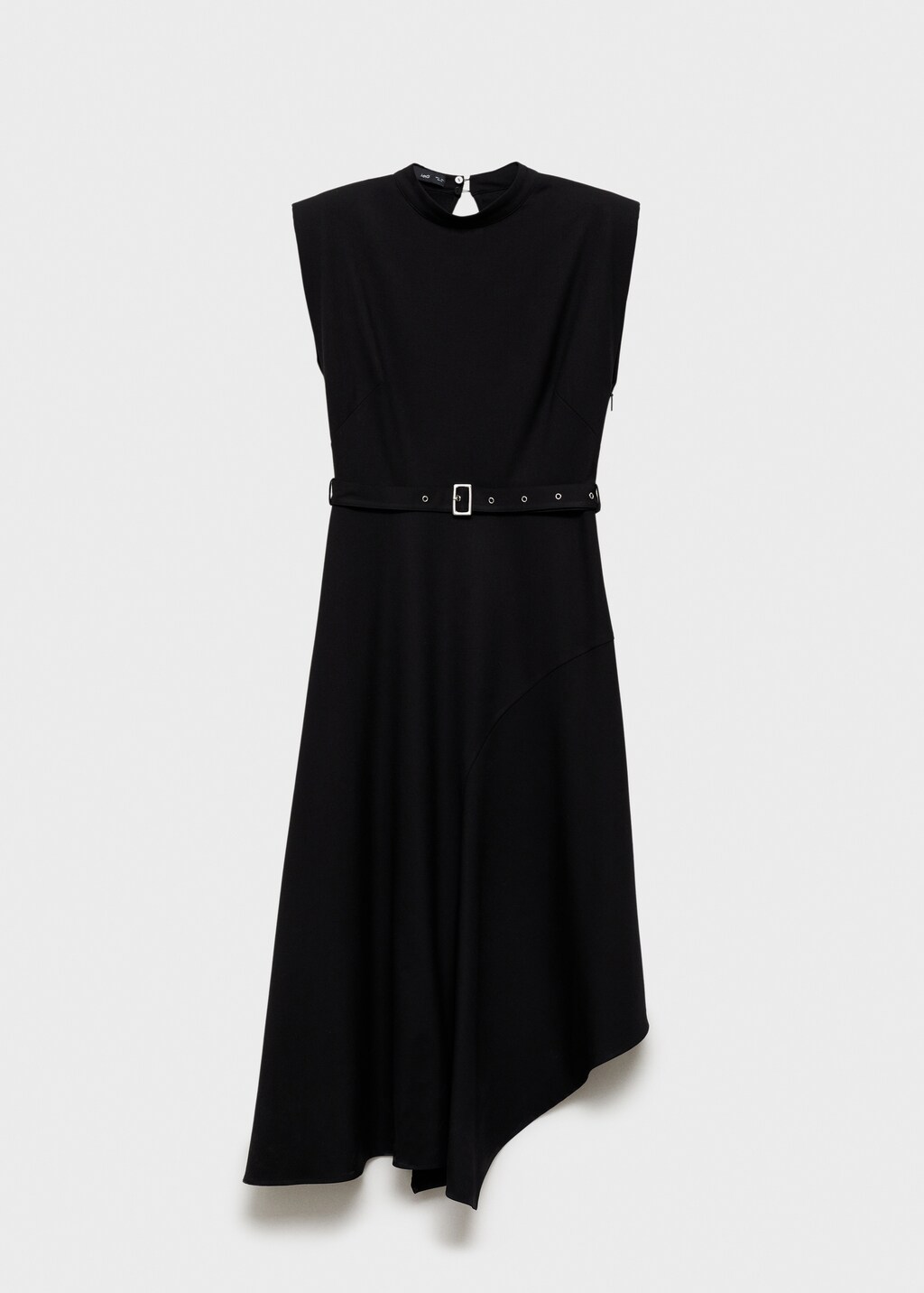 Asymmetrical dress with belt - Black