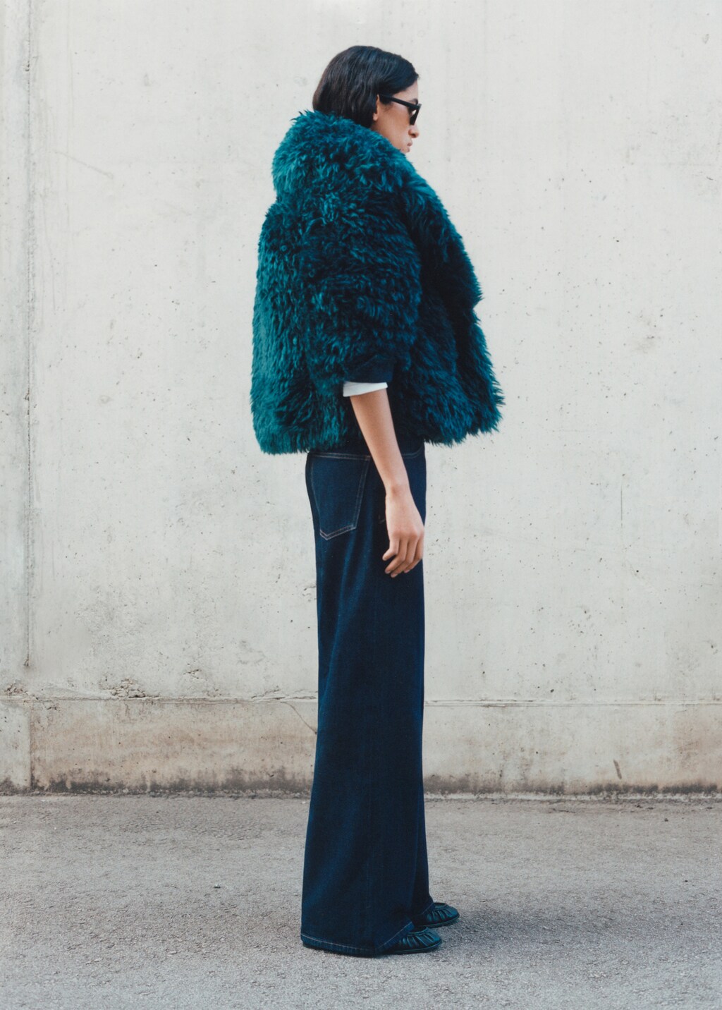 Rinse-wash wideleg jeans with belt - Open Blue