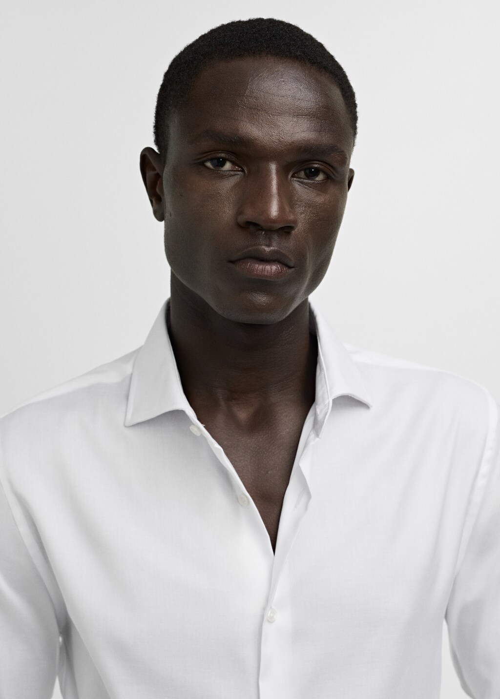 Slim-fit textured cotton suit shirt - White