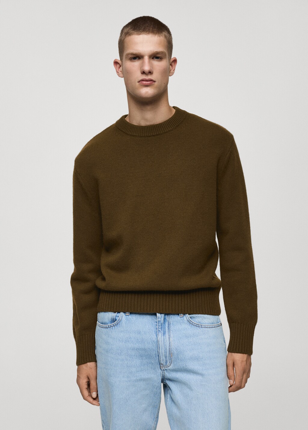 Knitted wool blend sweater - Olive Green