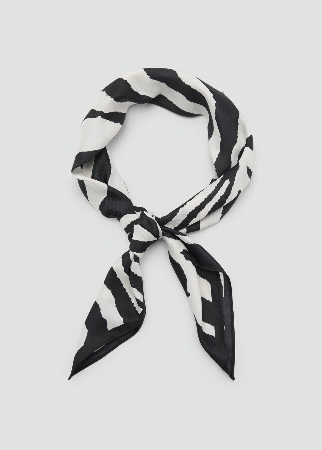 Zebra satin scarf - Black