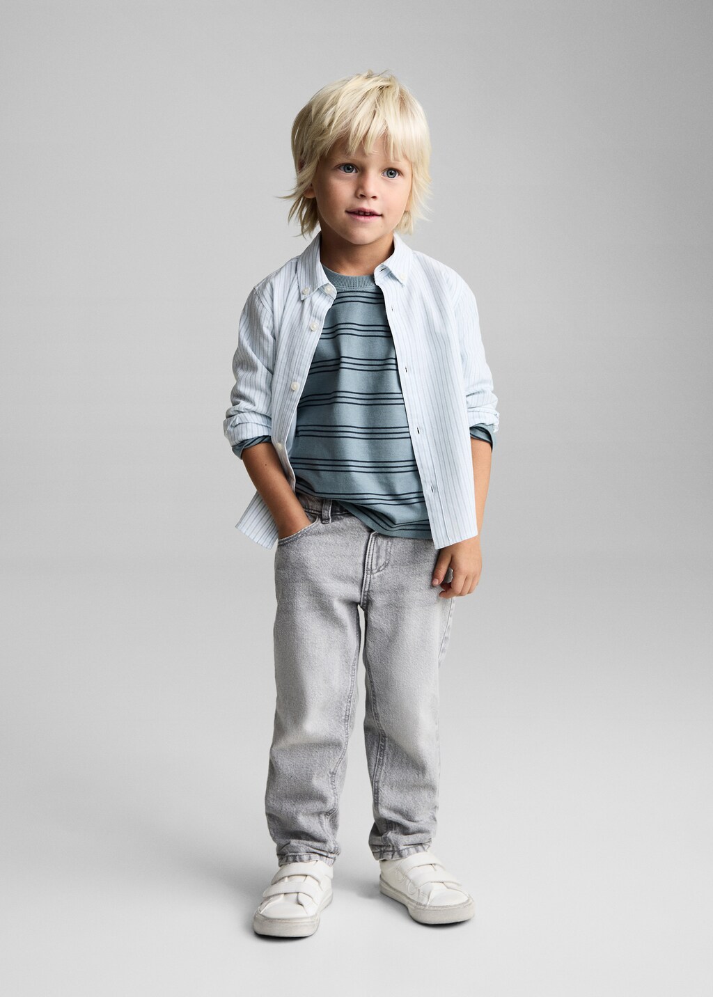 100% cotton Oxford striped shirt - Aqua Green