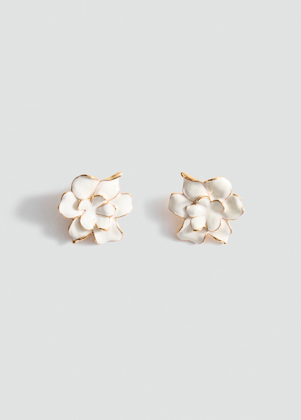 Double-flower earrings - Beige