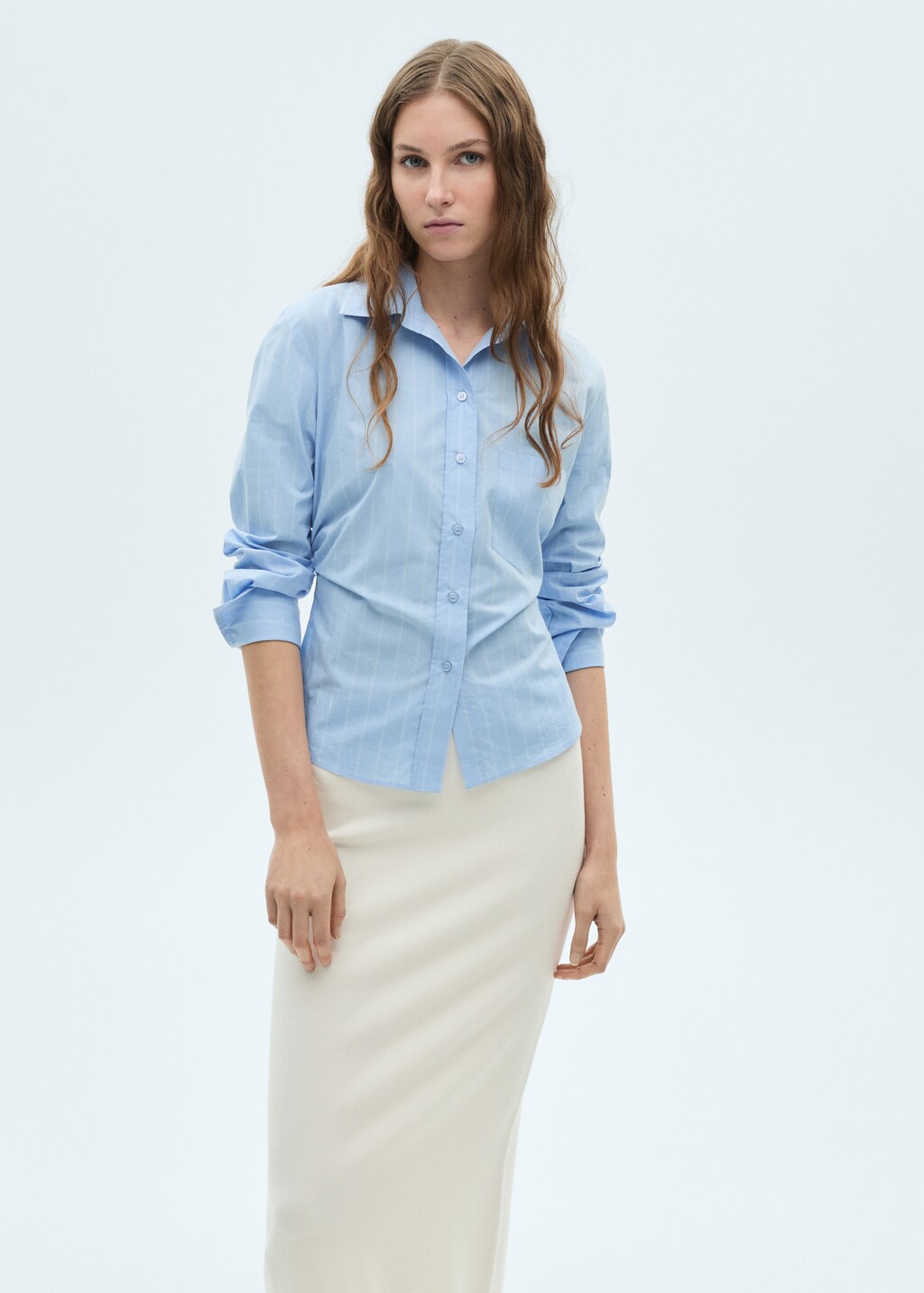 Fine knit midi skirt - Ecru