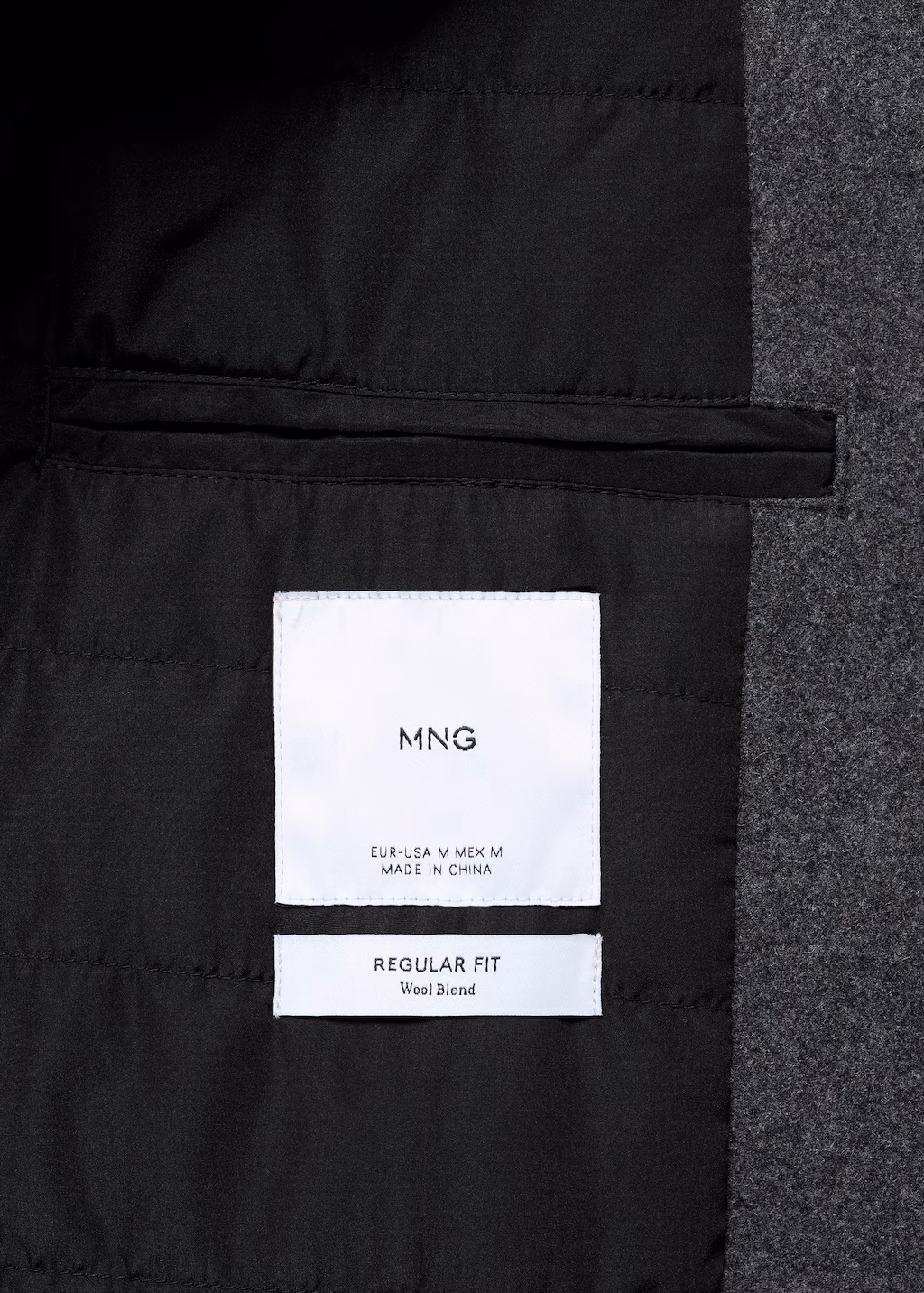 Regular fit quilted wool coat - Black