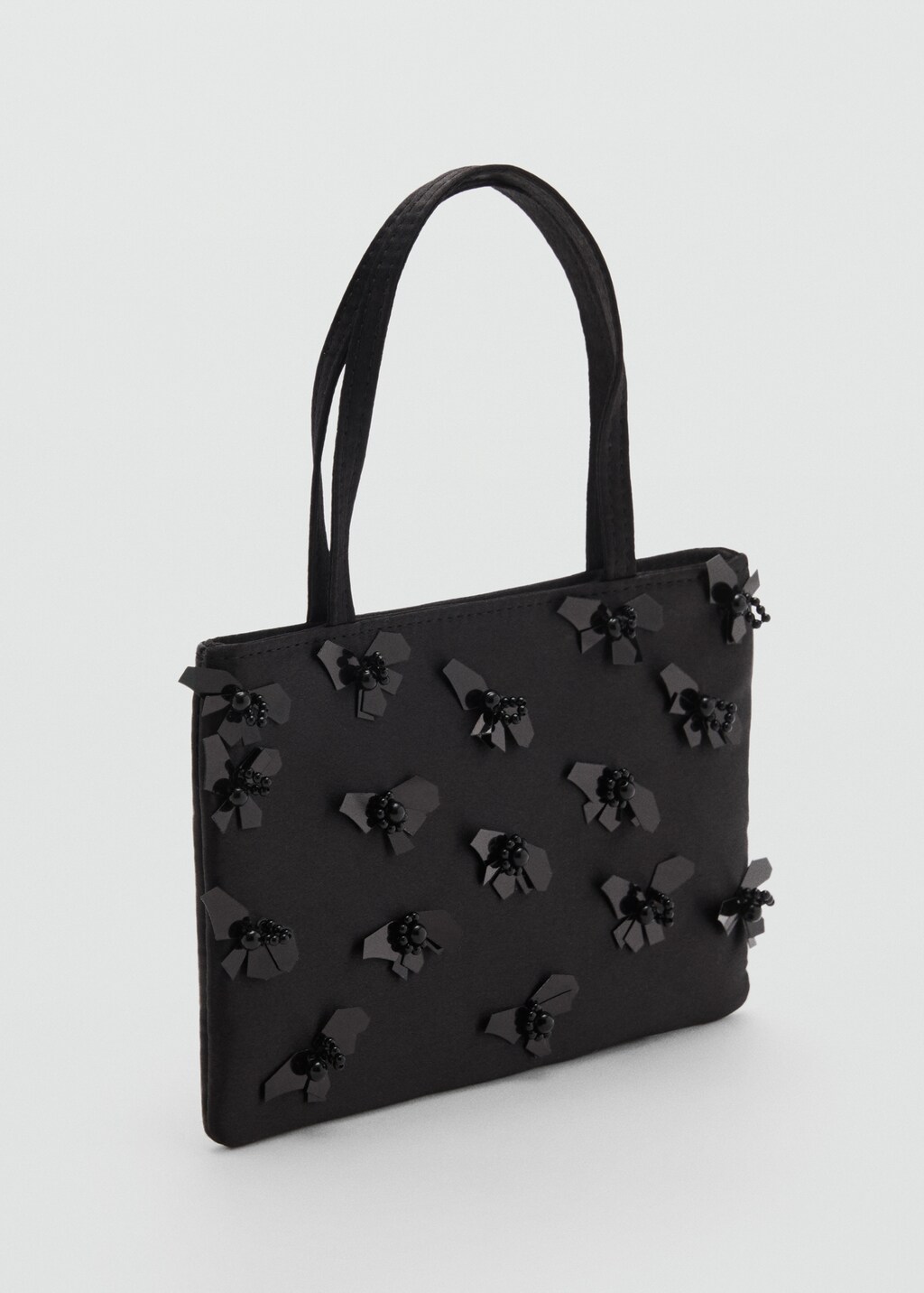 Handbag with flower appliqué - Black