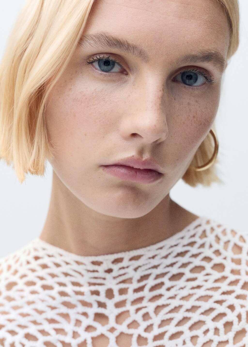 Crochet panel blouse - Off White