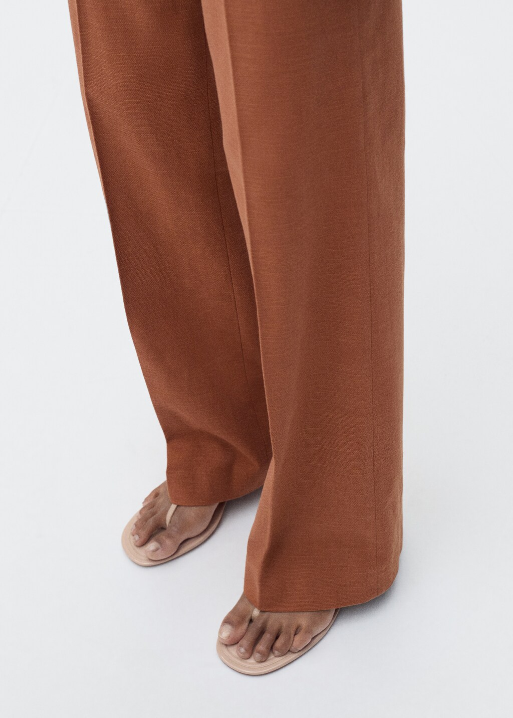Cotton and linen-blend suit trousers - Caramel