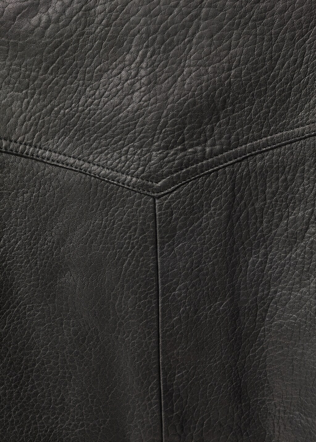 Lapels leather jacket - Black