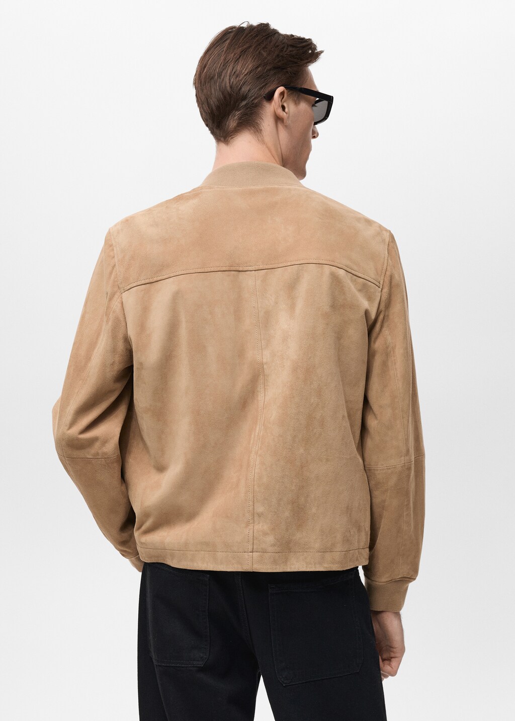 Suede leather bomber jacket - Beige