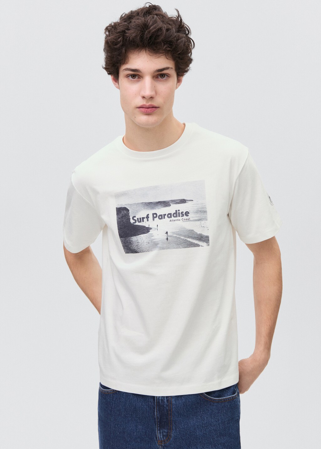 Printed cotton-blend t-shirt - Off White