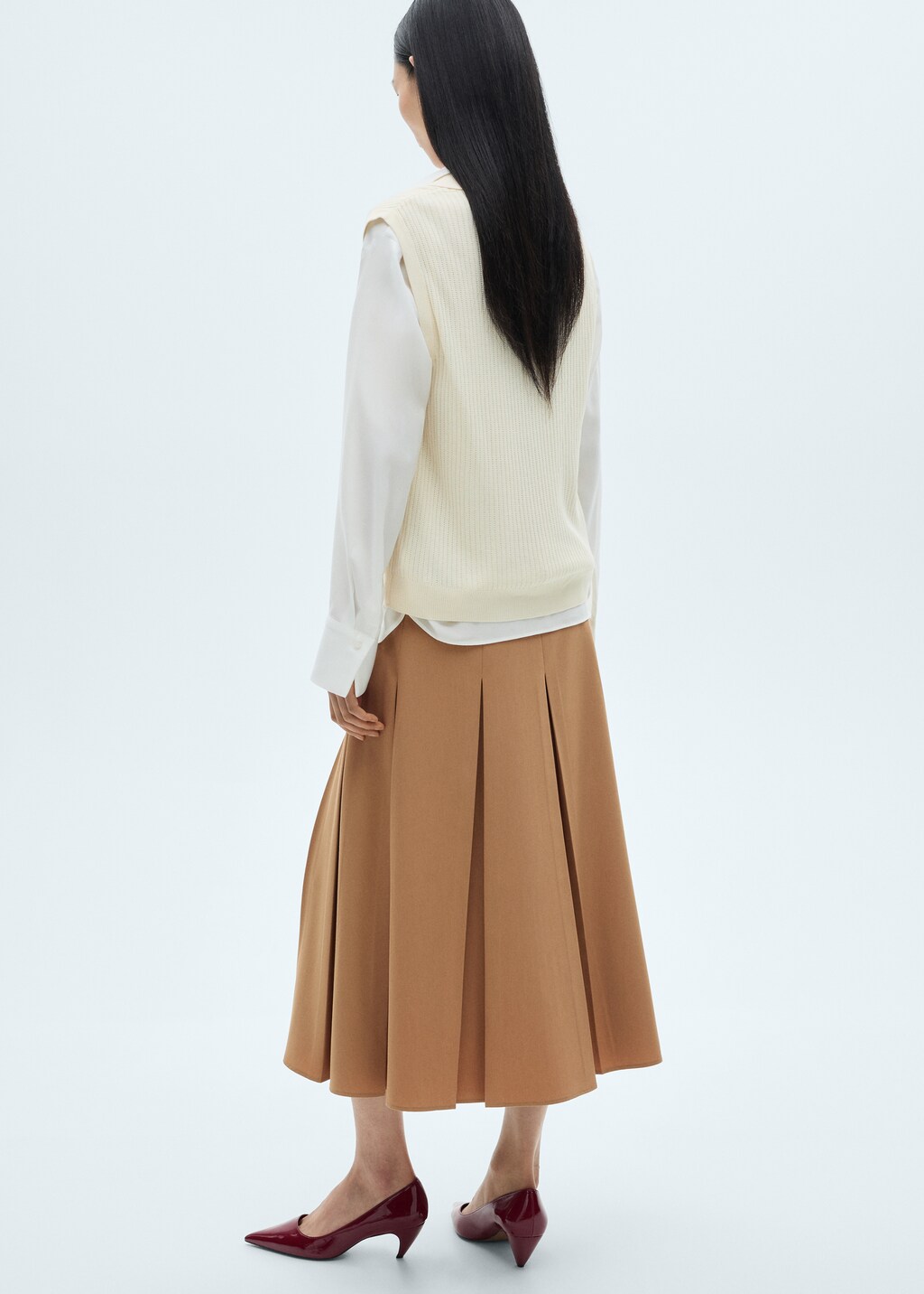 Godet midi skirt - Medium Brown
