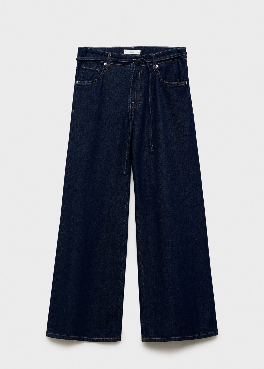 Low-rise wideleg jeans with belt - Open Blue