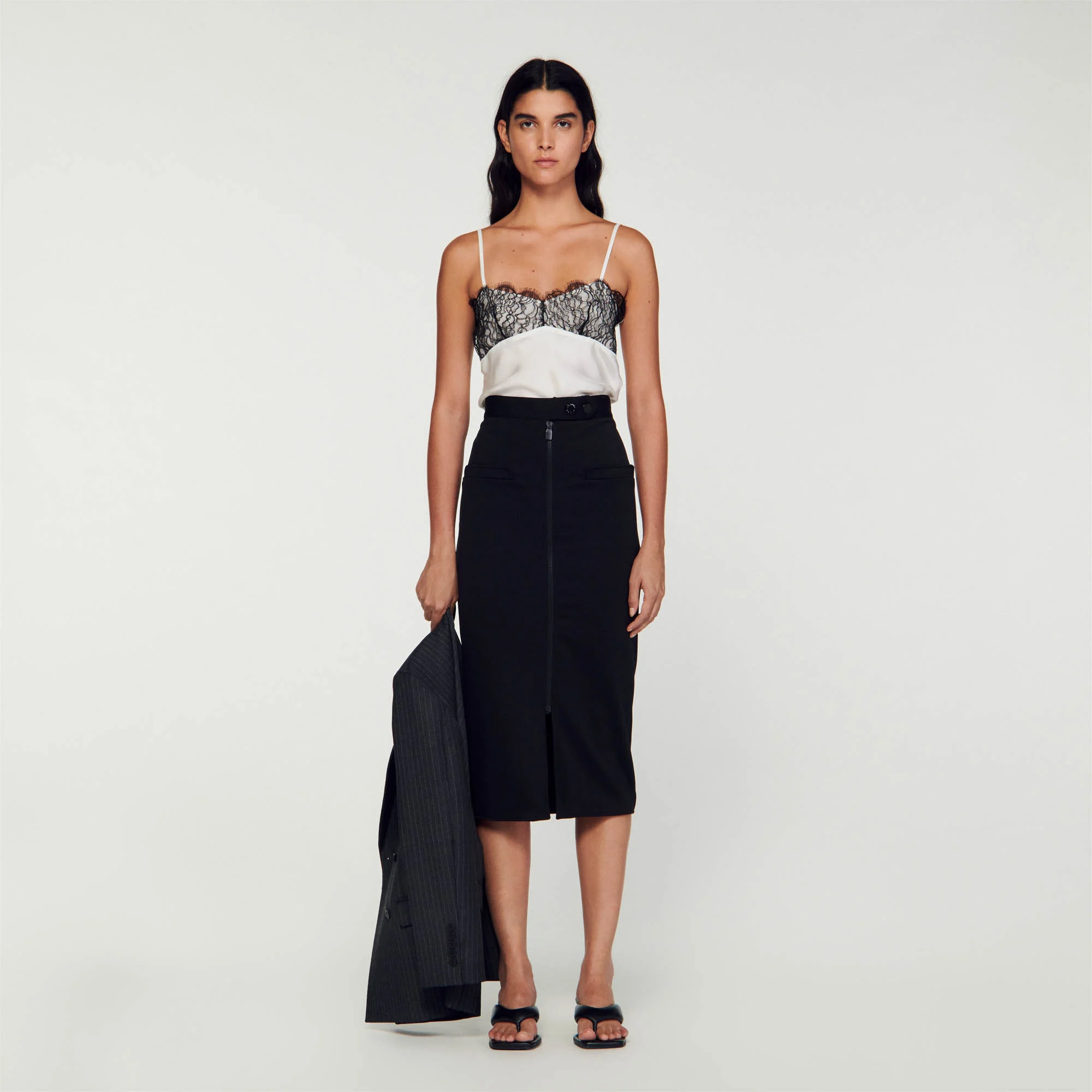 Straight-fit zip-up skirt