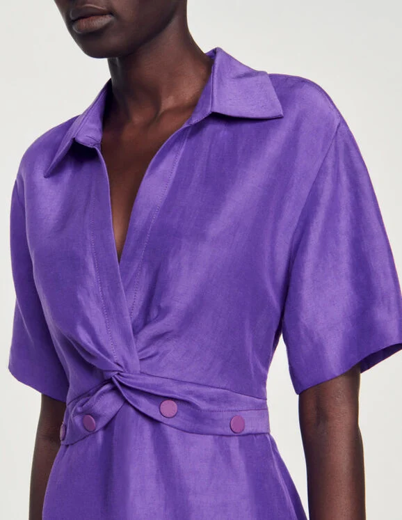 Short dress with shirt collar