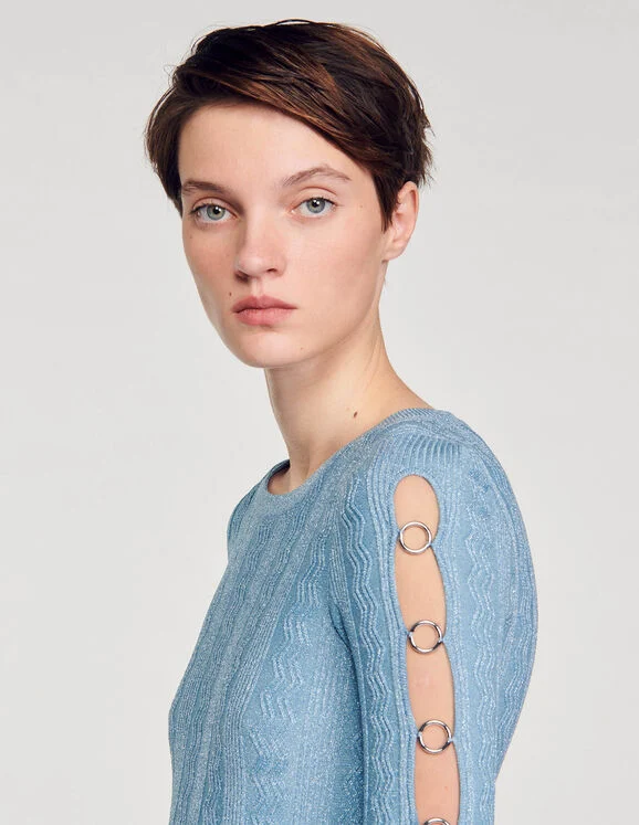 Long-sleeved knit midi dress