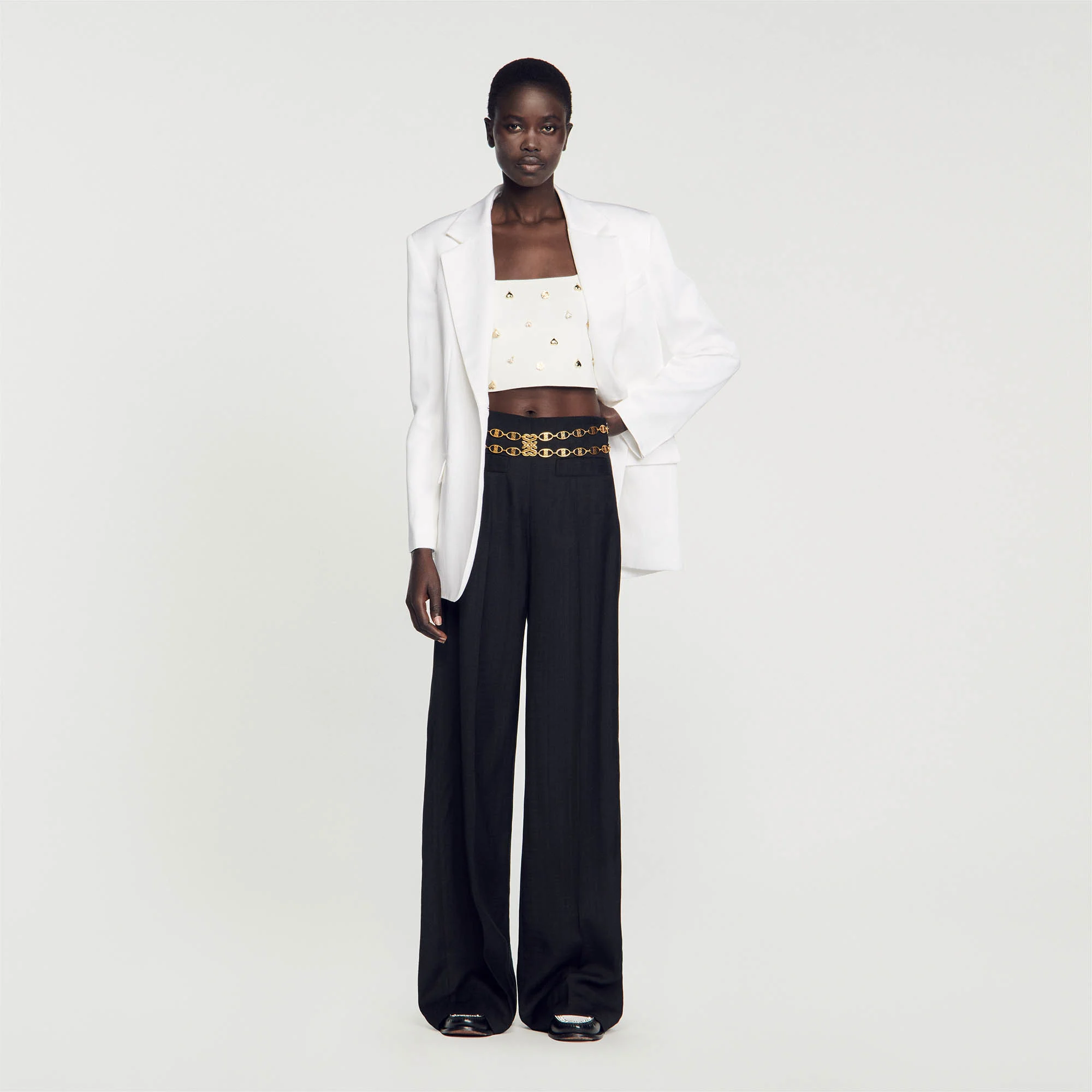 Knit crop top with charms