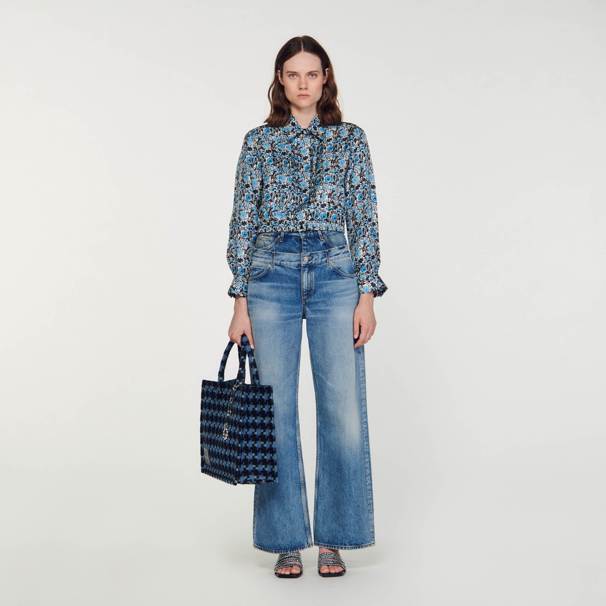 Cropped silk shirt