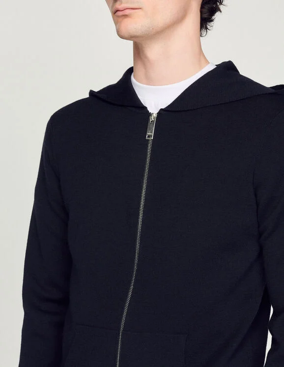 Zipped cardigan with hood