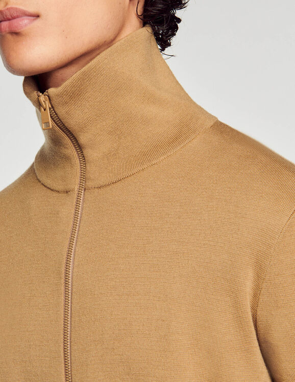 Zip-up wool cardigan