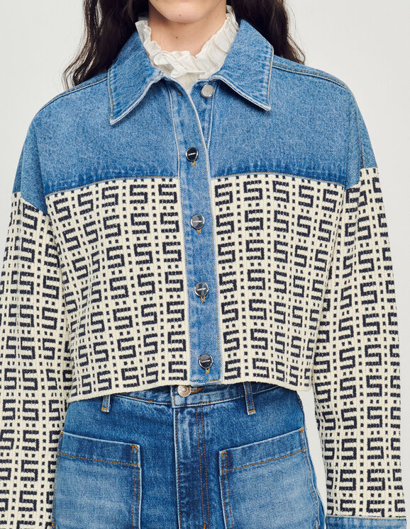 Cropped denim coatigan