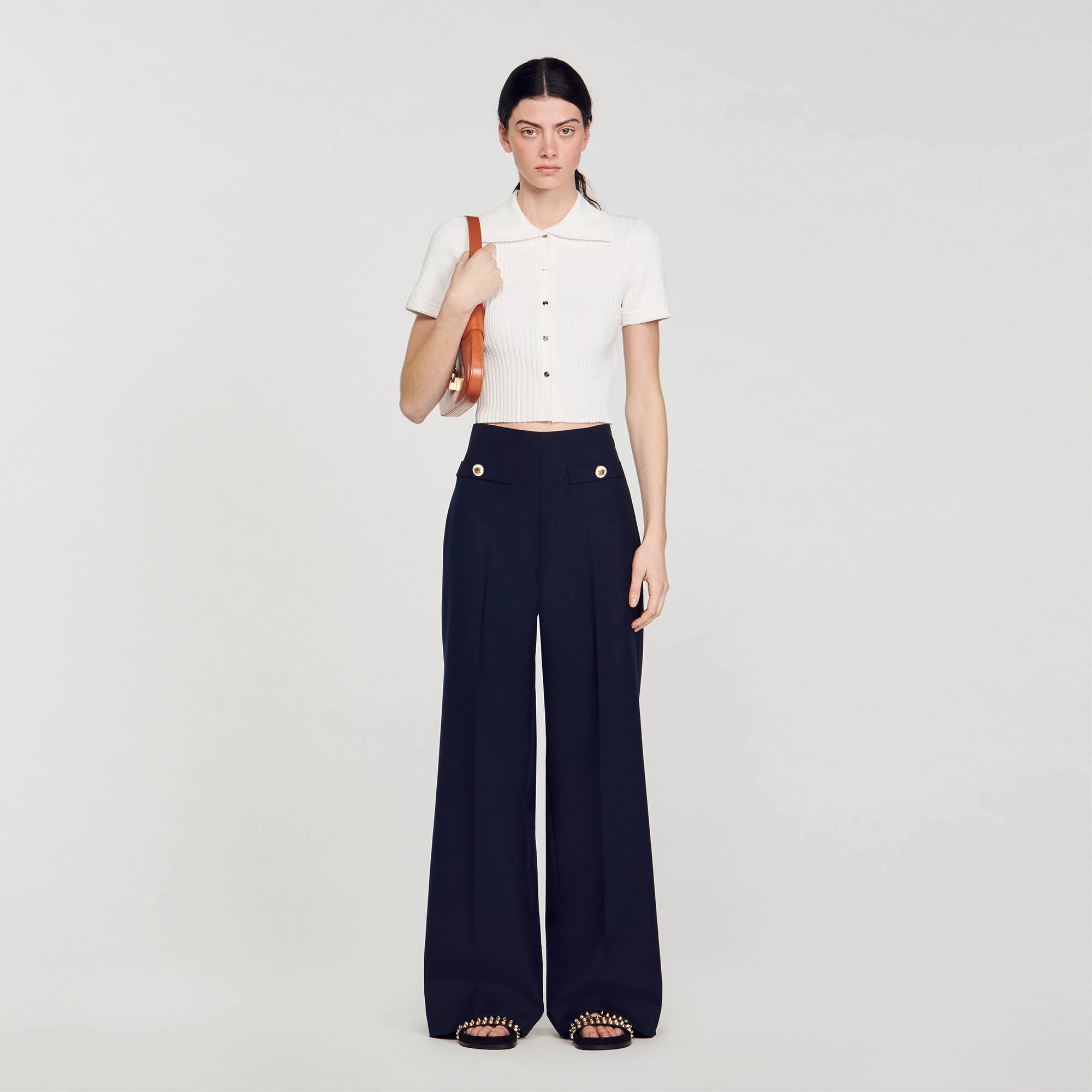 Sailor-neck knit jumper