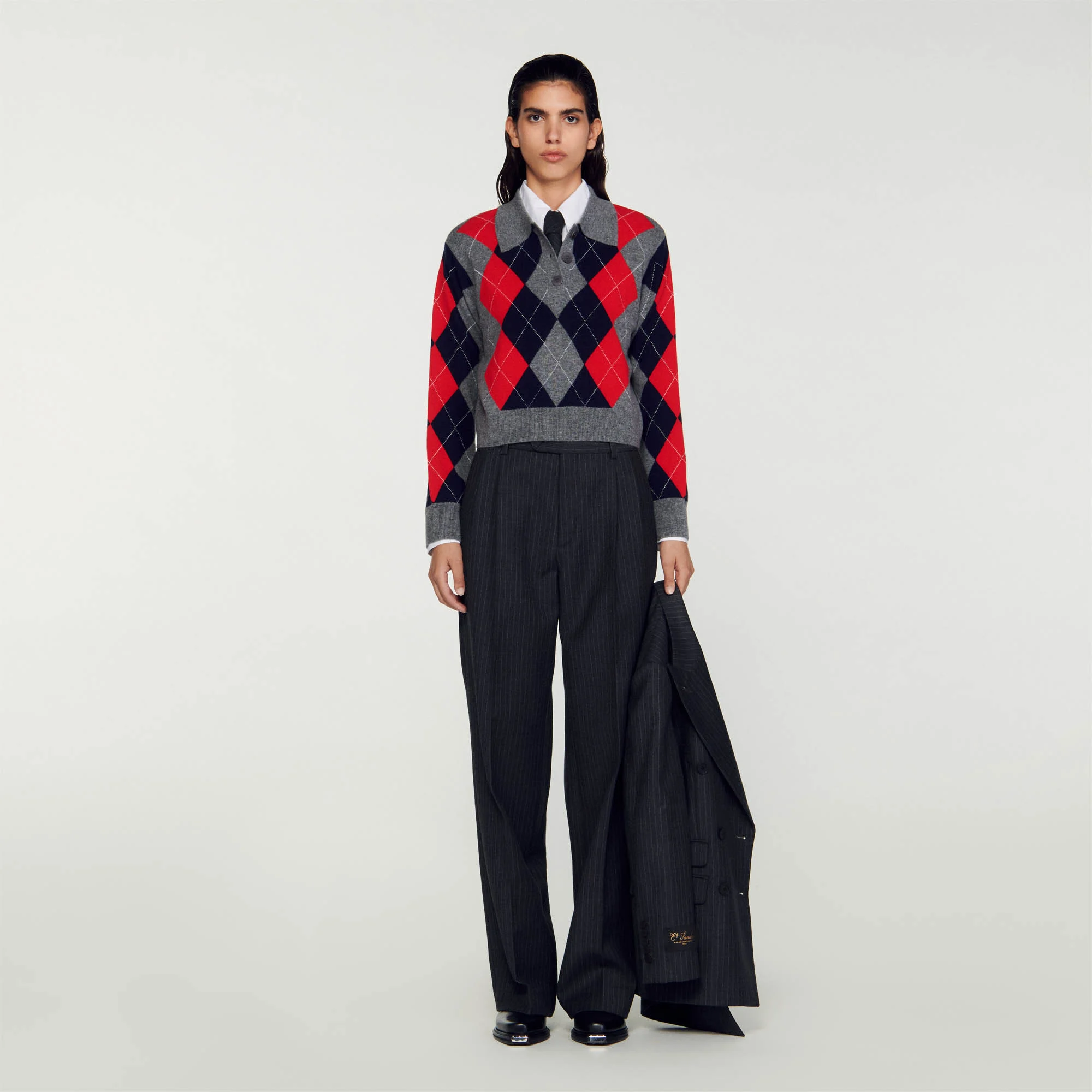 Diamond polo neck sweater