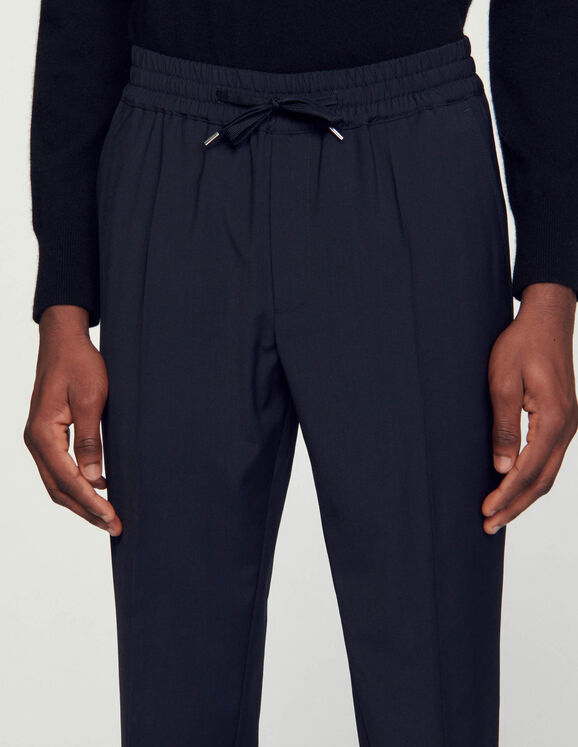 Elasticated straight-leg pants