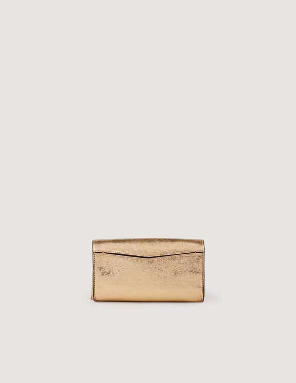Gold leather clutch bag