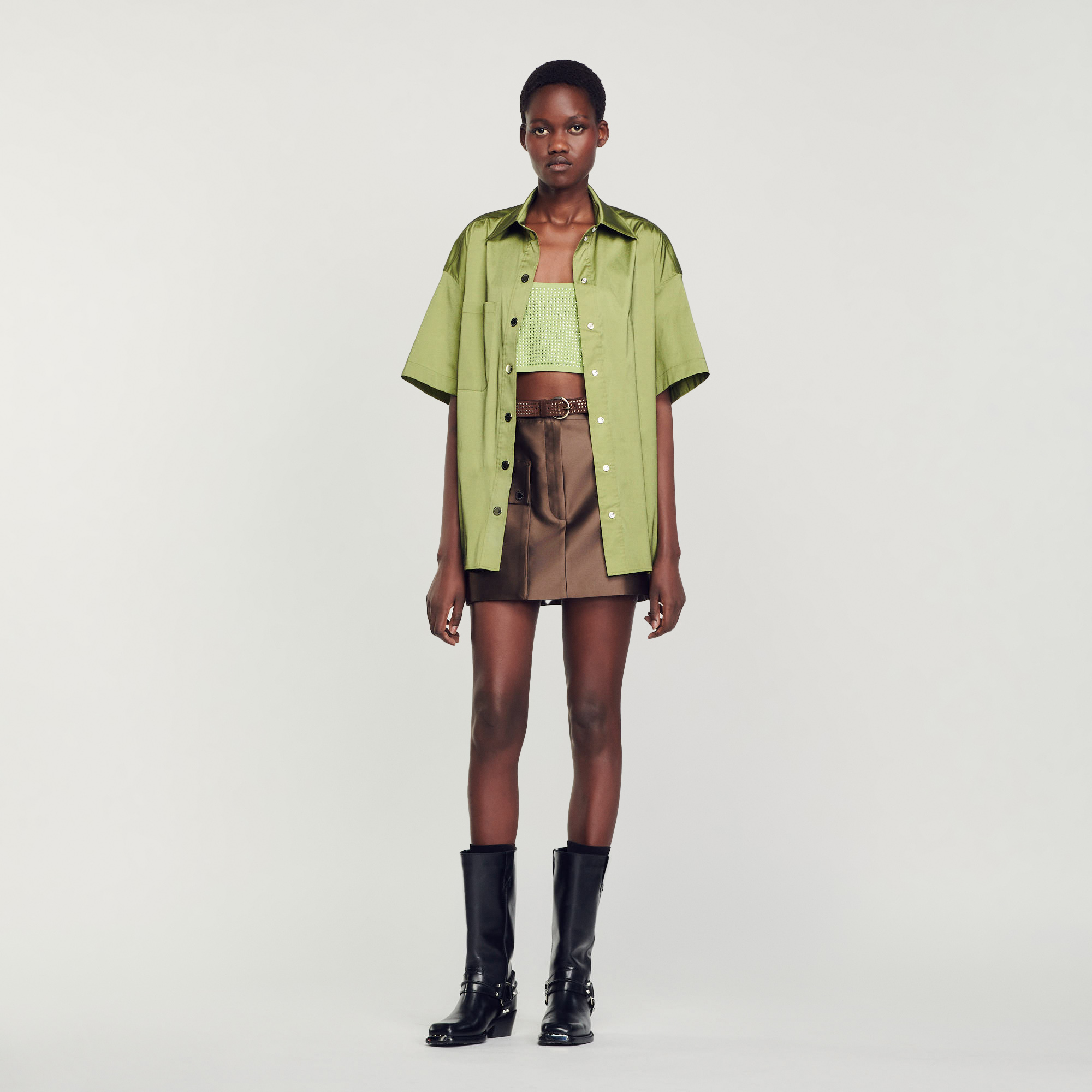 Oversize satin shirt