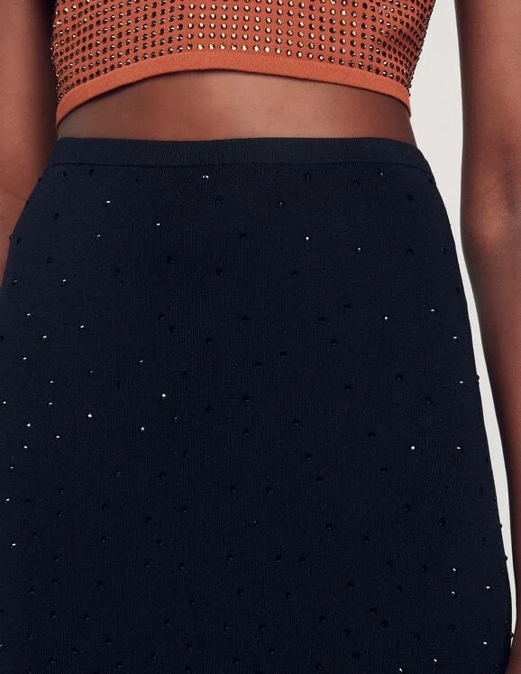Rhinestone-embellished midi skirt
