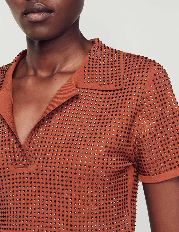 Cropped rhinestone sweater