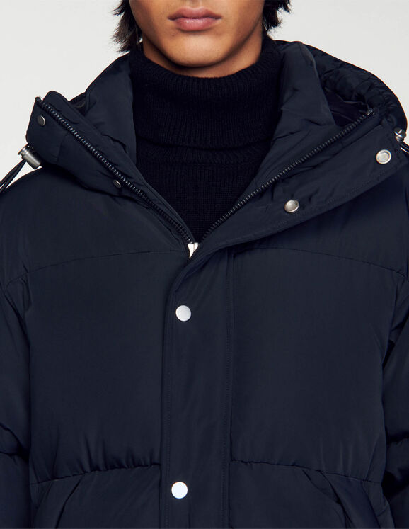 3/4-length hooded puffer jacket
