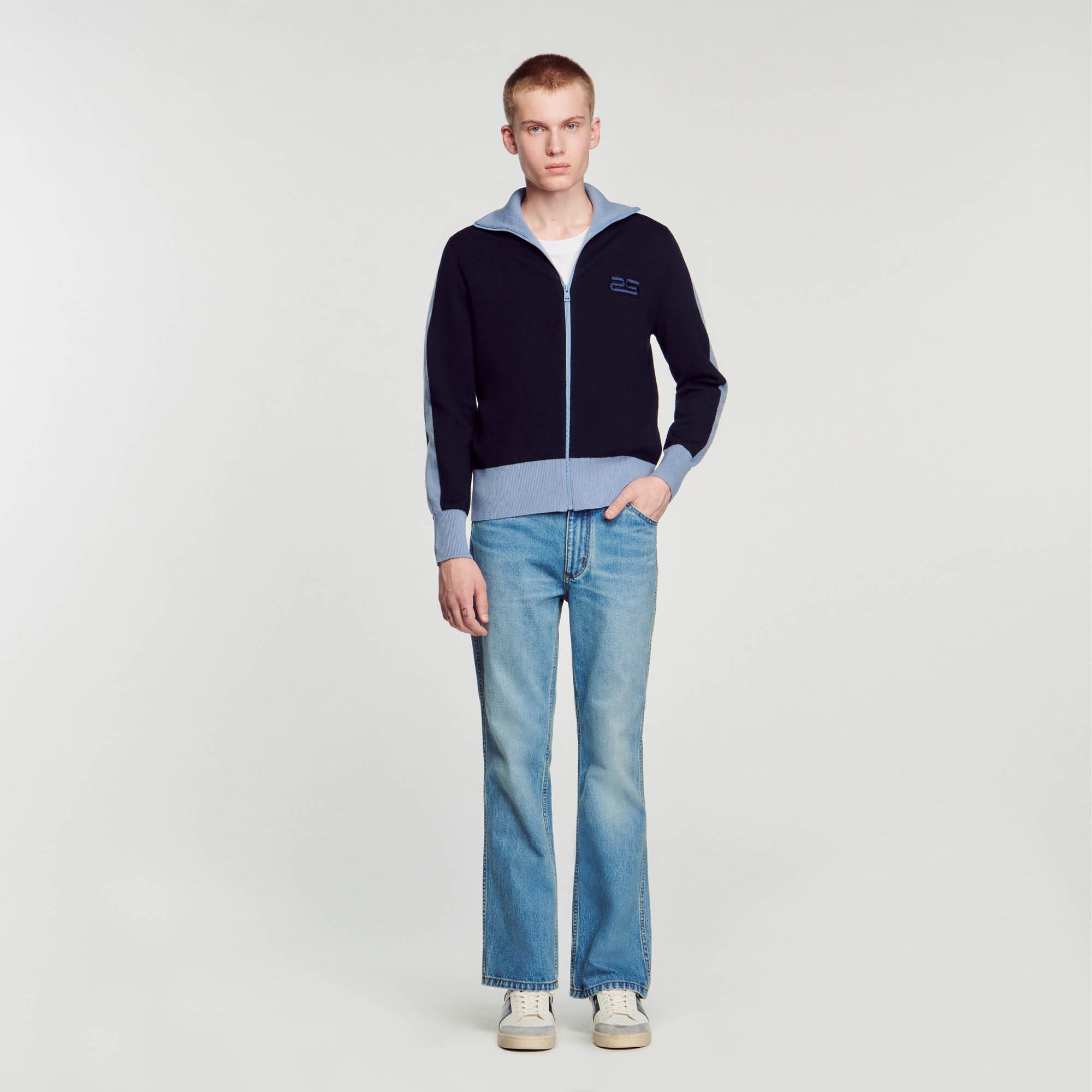 Two-tone knit cardigan
