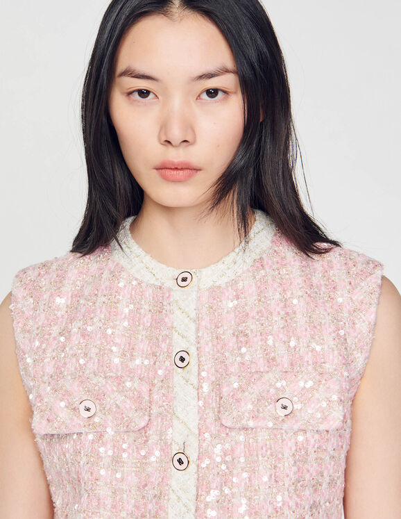 Sleeveless tweed jacket