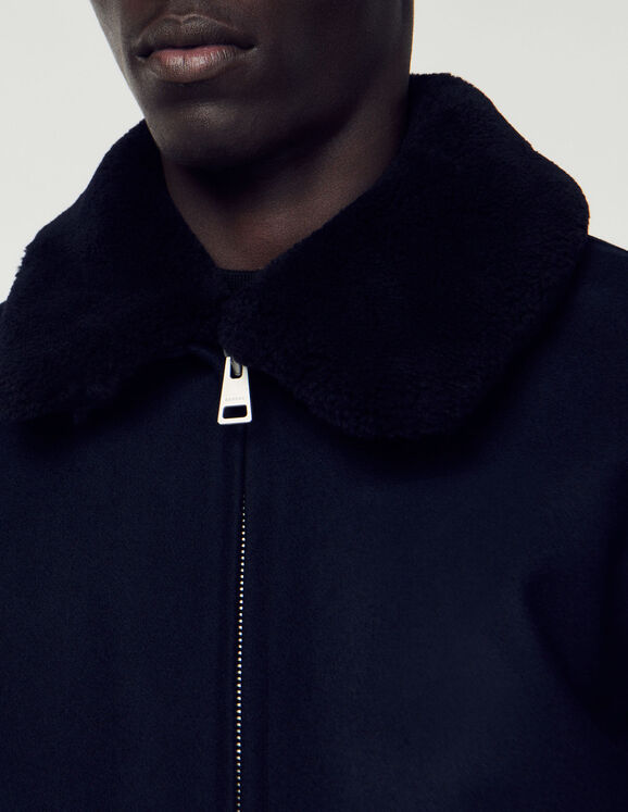 Aviator jacket with sheepskin collar